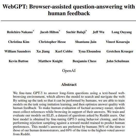 WebGPT 符合人类习惯的反馈