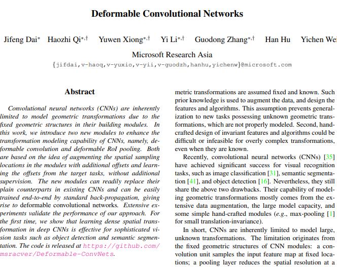 Deformable-ConvNets 论文