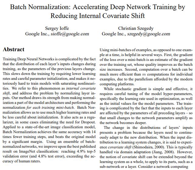 BN-GoogLeNet 原论文
