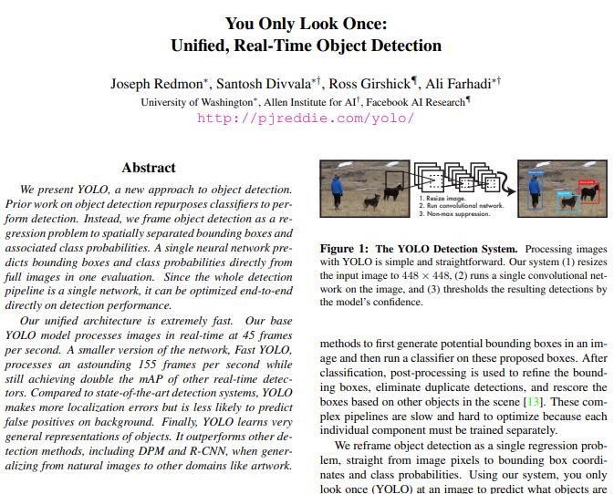 Yolo 原论文