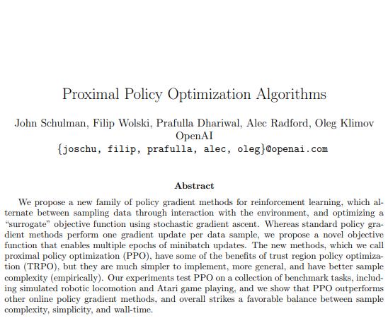 PPO:近似策略优化算法