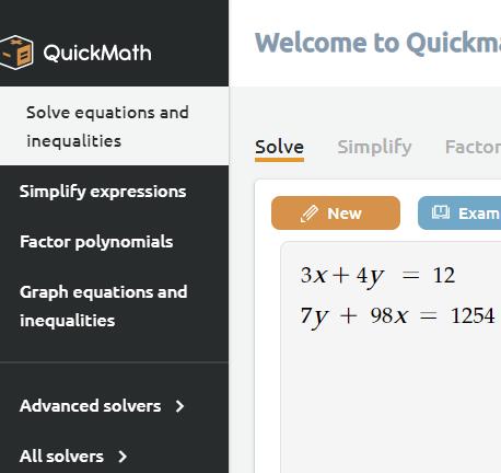 quickmath 逐步求解数学问题