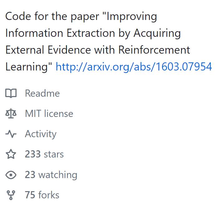 DeepRL-InformationExtra Github