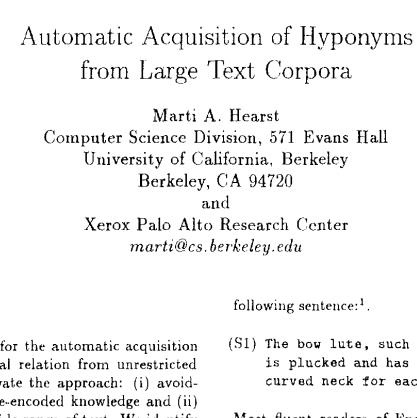 Automatic Acquisition Hyponym