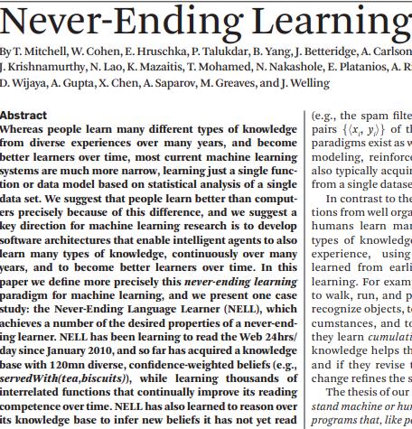 Never-ending learning