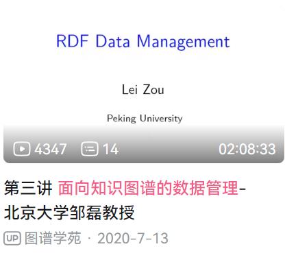 北大邹磊：RDF Data Management