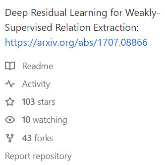  Deep residual for RE Github