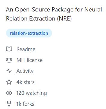 OpenNRE 关系抽取工具包 Github