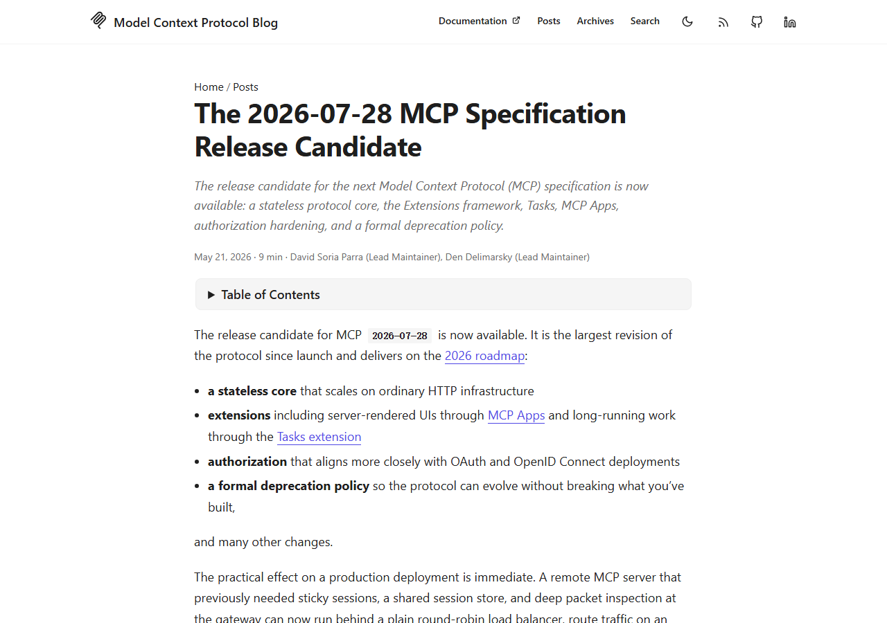 The 2026-07-28 MCP Specificati