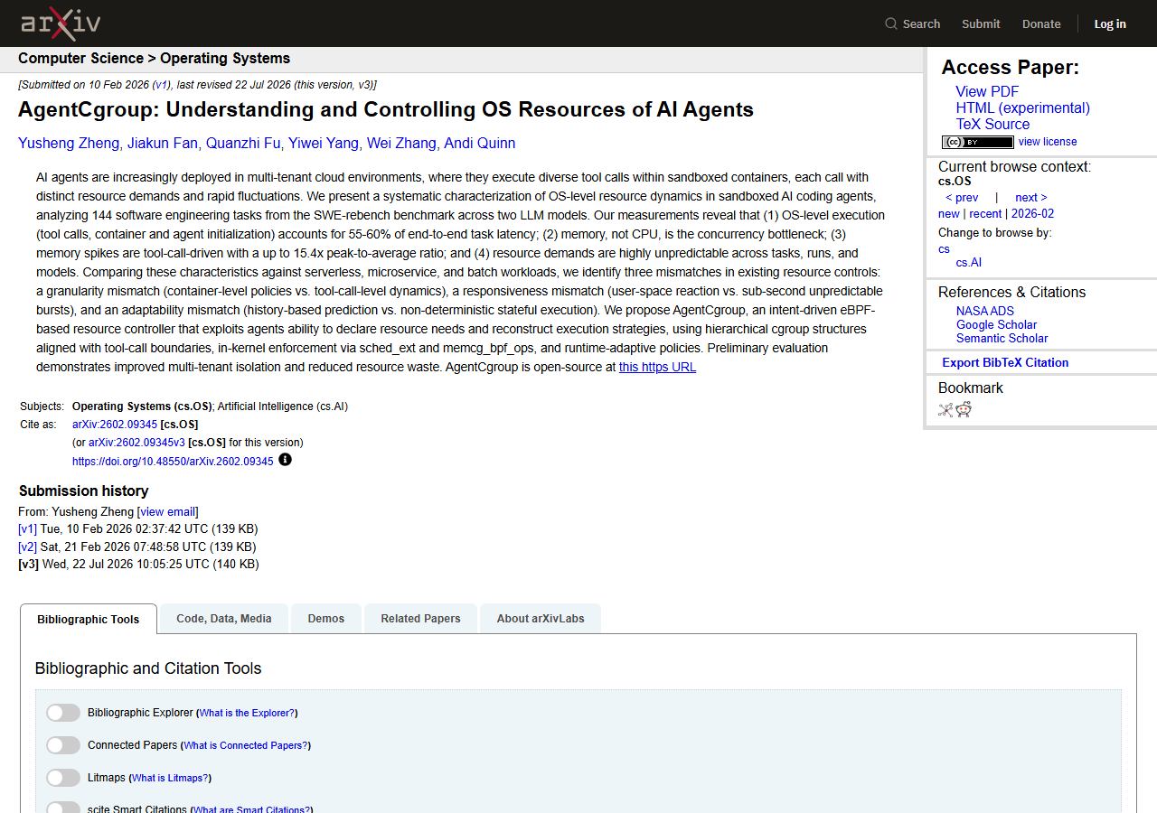 AgentCgroup: Understanding and