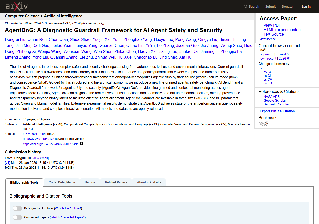 AgentDoG: A Diagnostic Guardra