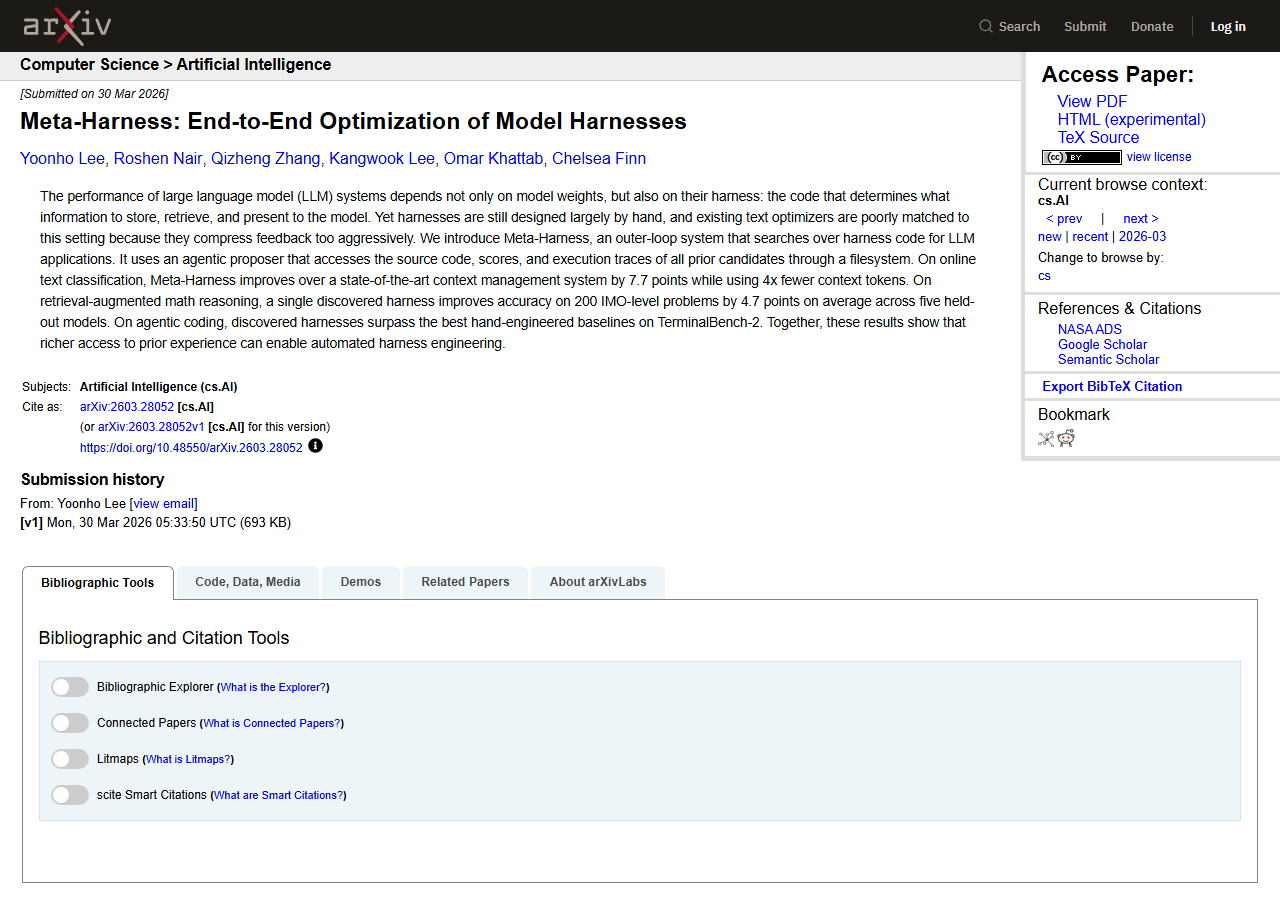 Meta-Harness: End-to-End Optim