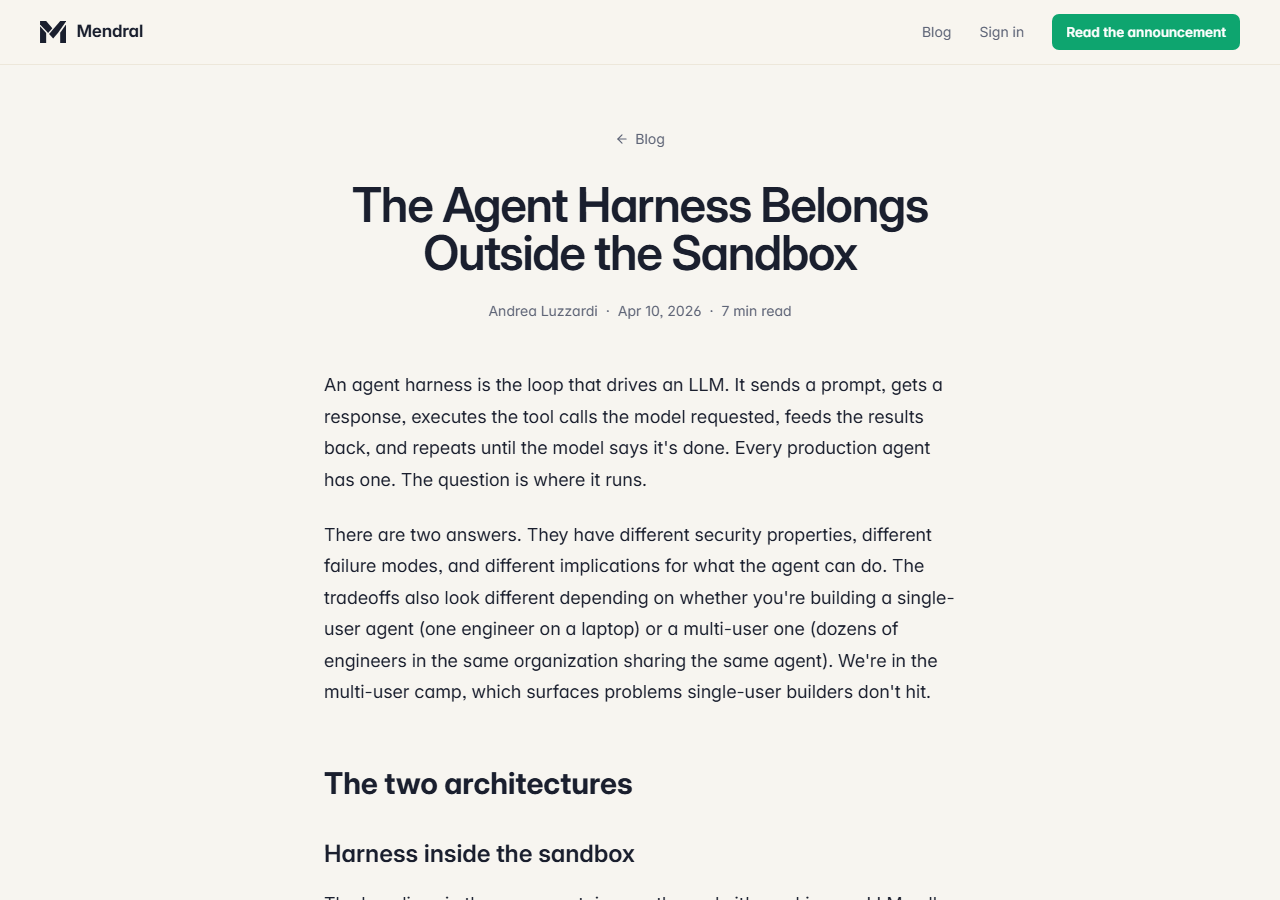 The Agent Harness Belongs Outs