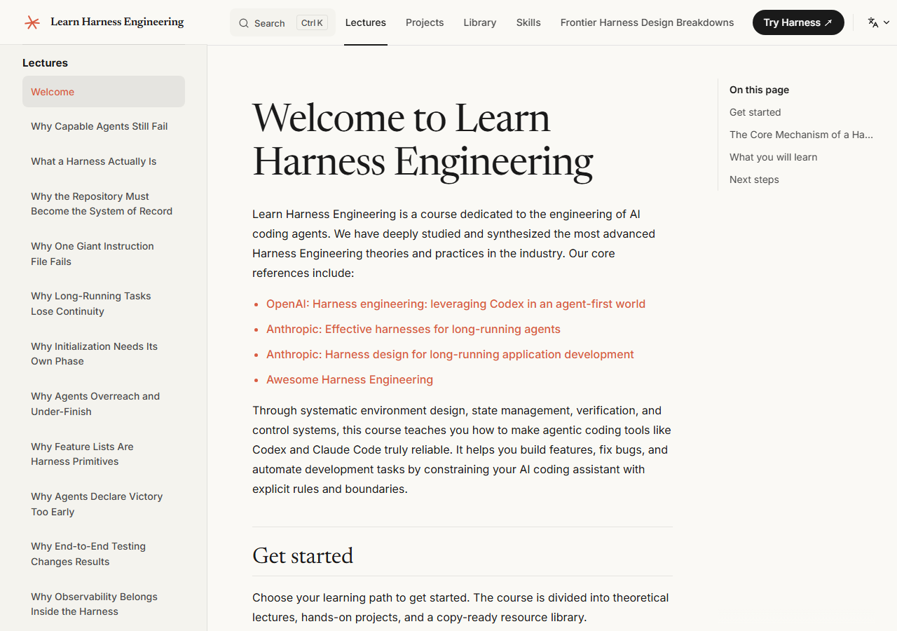 Learn Harness Engineering