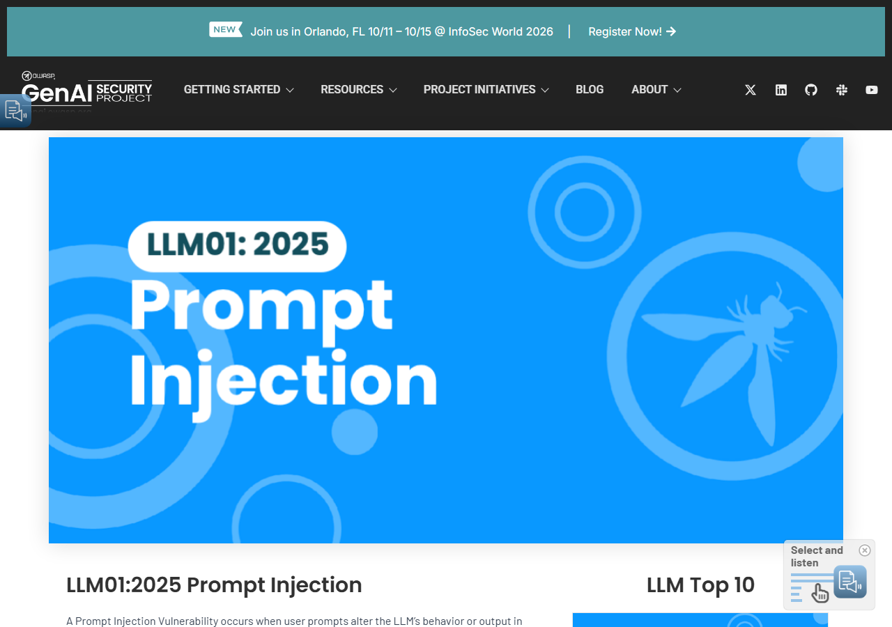 OWASP LLM01:2025 — Prompt Inje