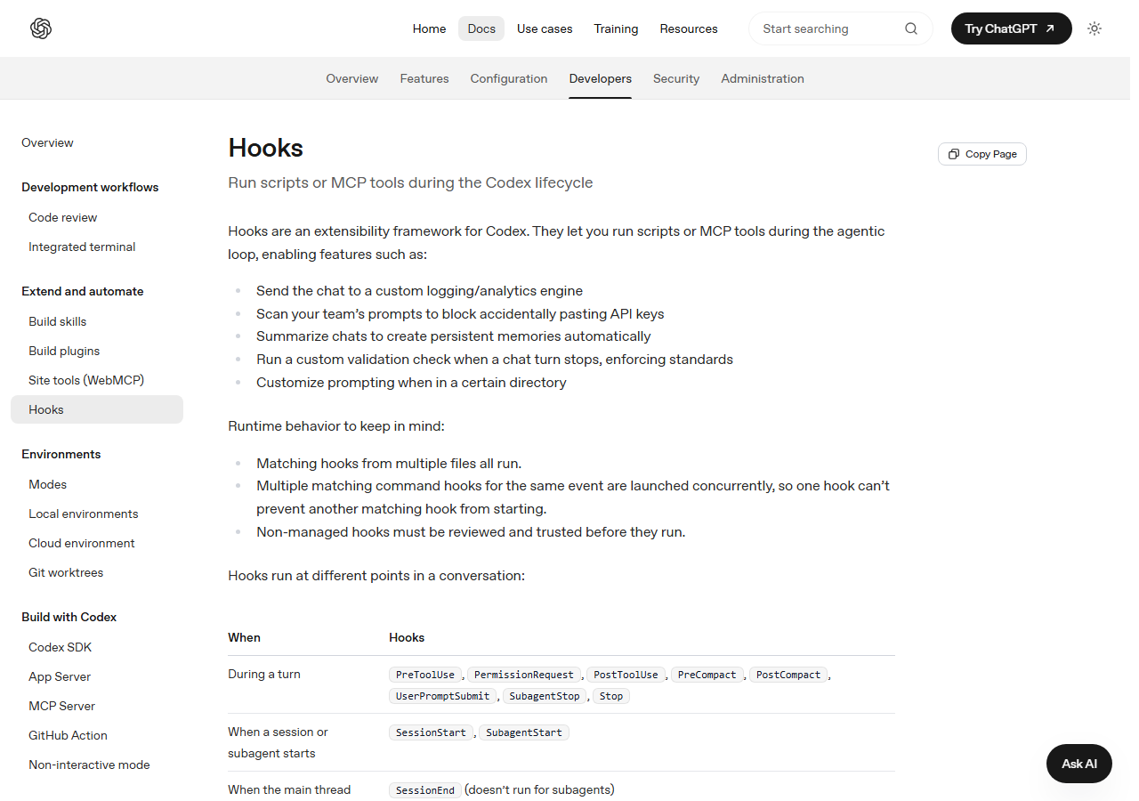 Hooks – Codex