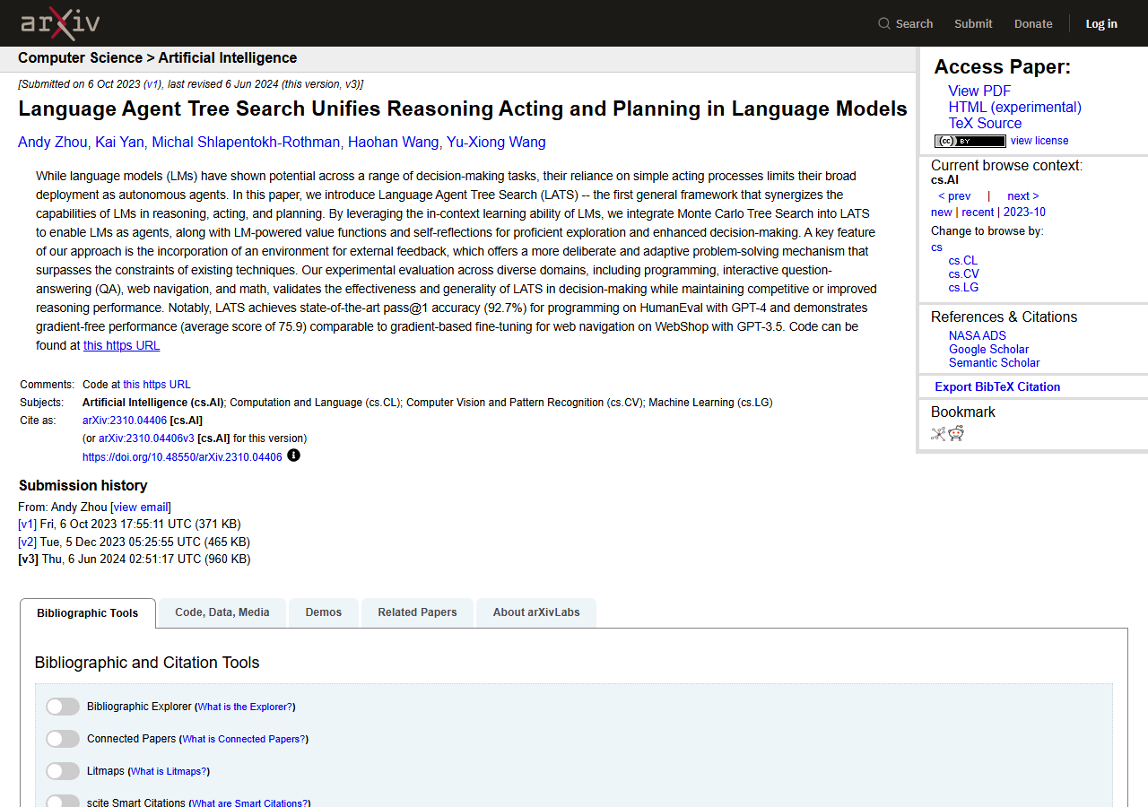 LATS: Language Agent Tree Sear