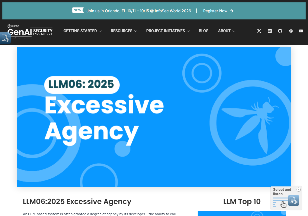 OWASP LLM06:2025 — Excessive A
