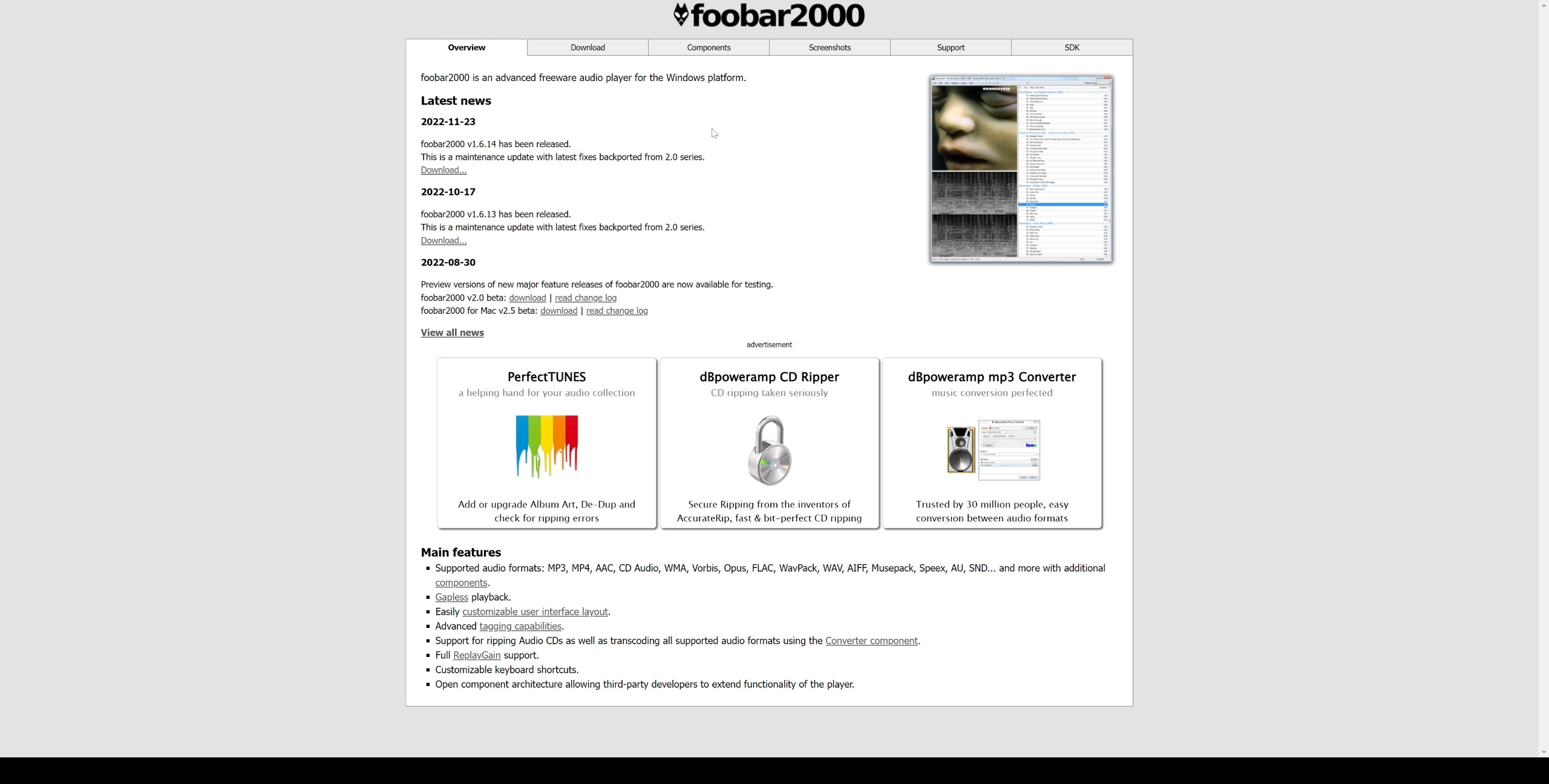 foobar超多格式的音频播放软件