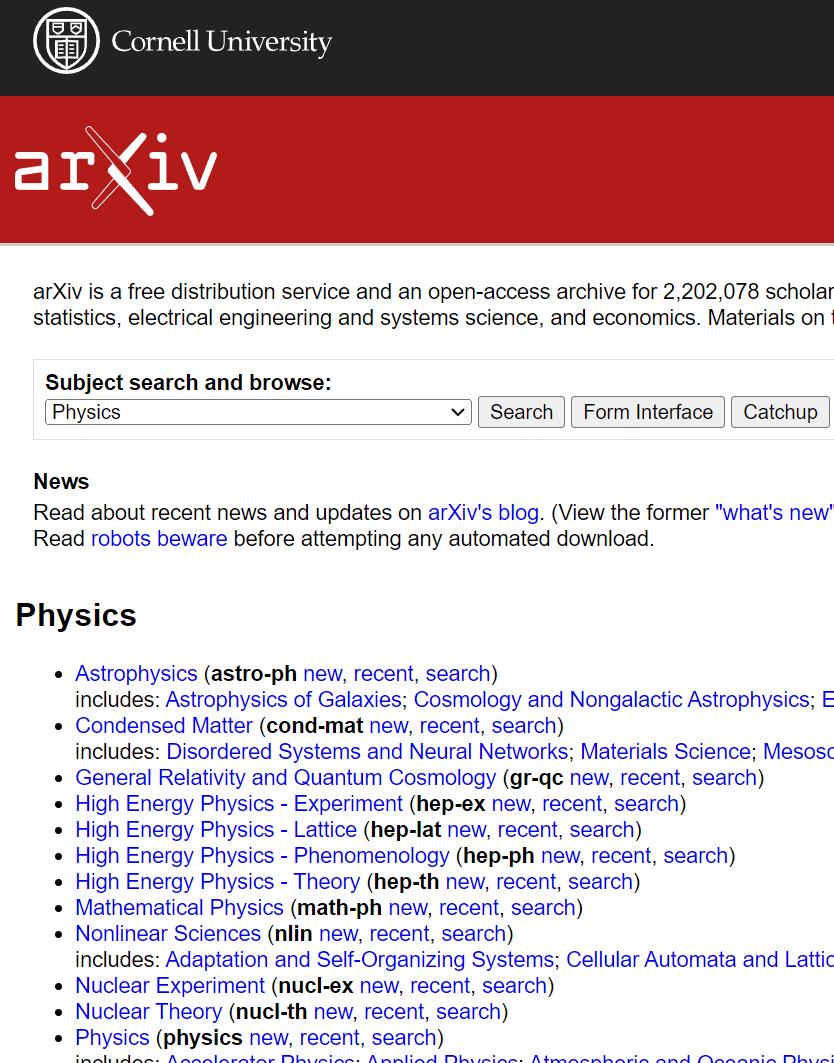 arxiv 理工科最火的文献库