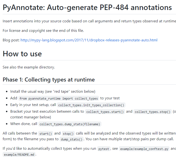 pyannotate-自动生成PEP-484标注