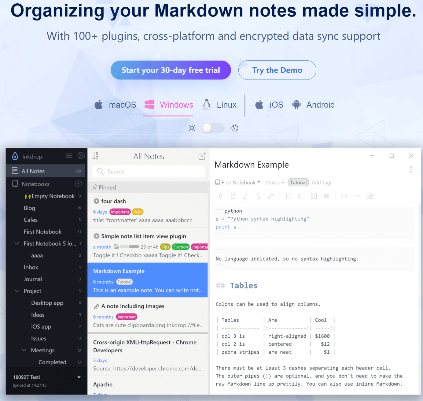 inkdrop-markdown文档组织