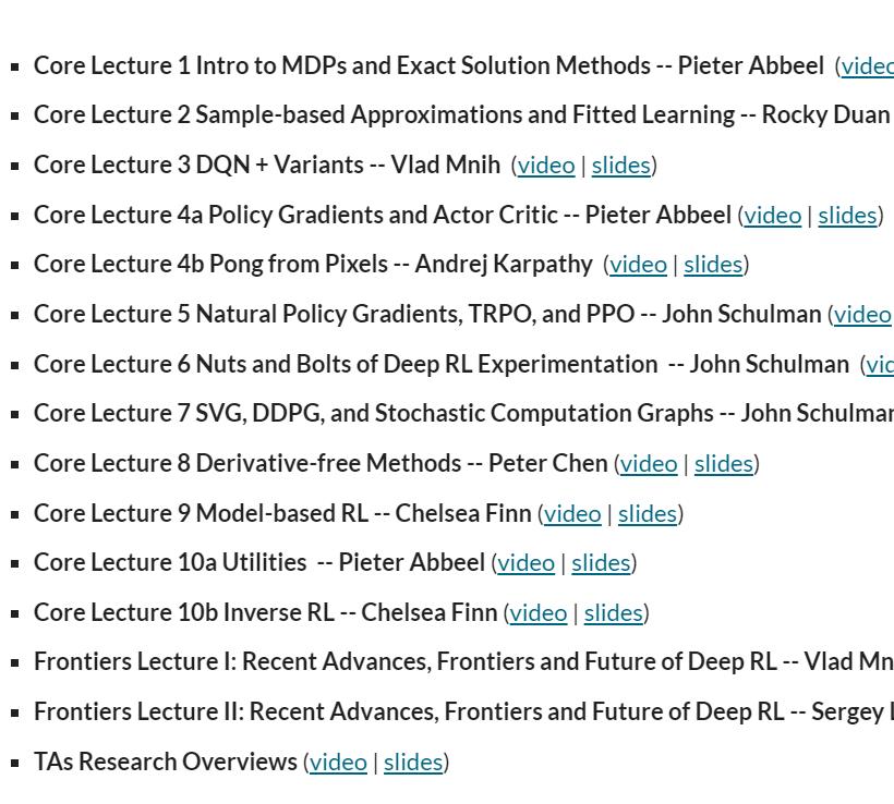 伯克利大学:强化学习训练营