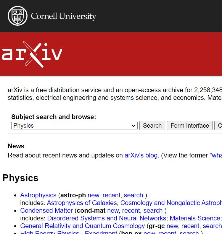 arxiv 影响力最大的论文发布平台