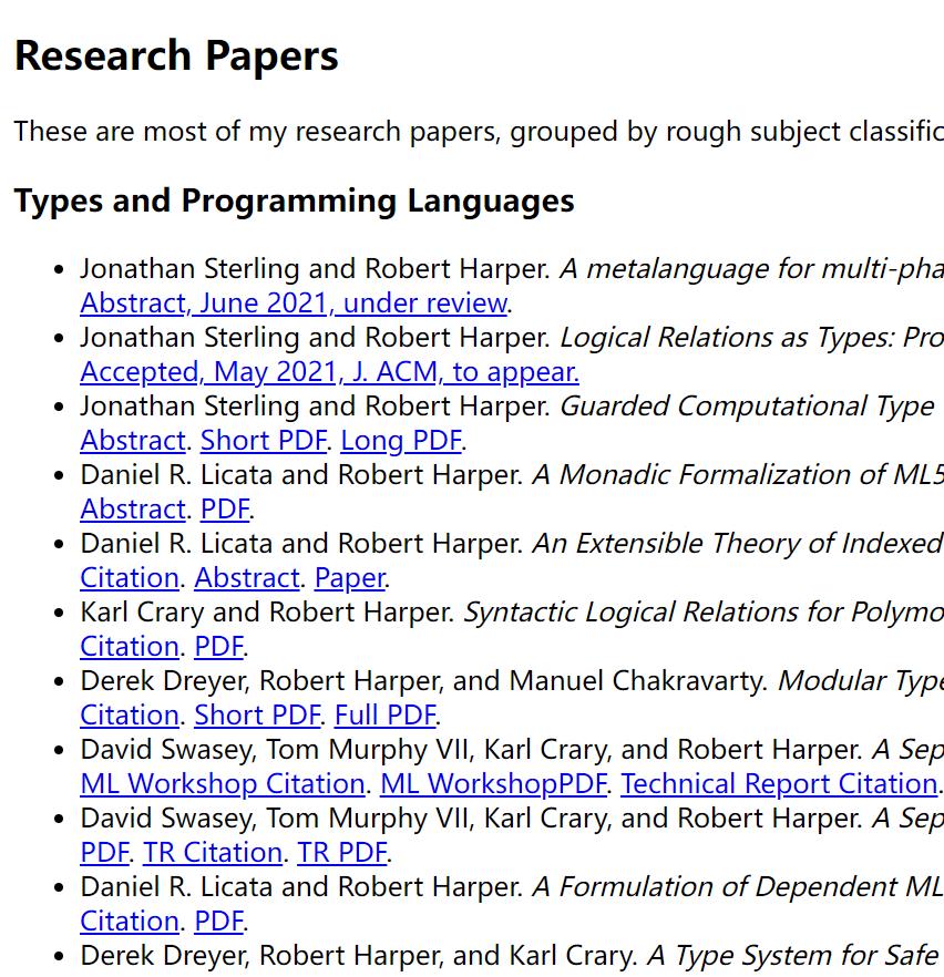 Robert Harper & CMU研究论文