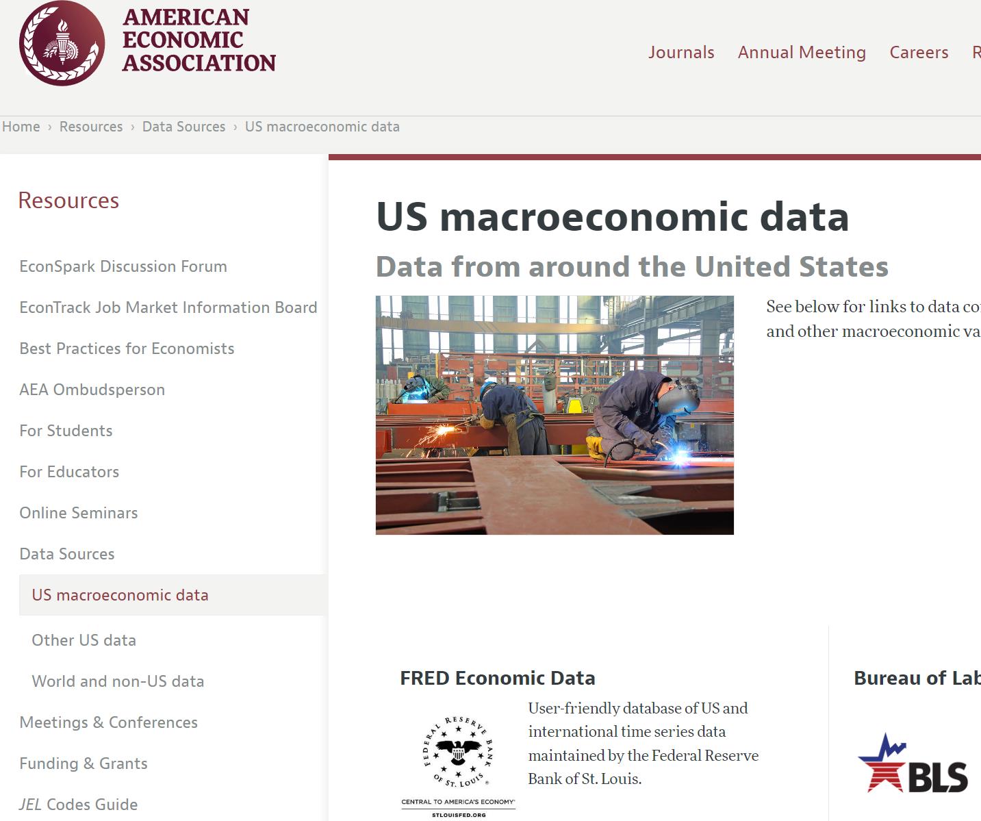 美国经济协会  宏微观经济数据