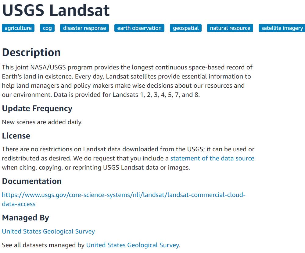 aws-美国陆地卫星每日地理环境