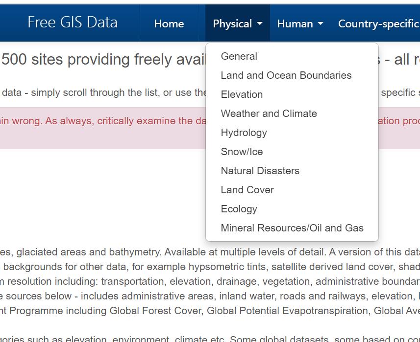 500个可用的GIS数据集链接集合