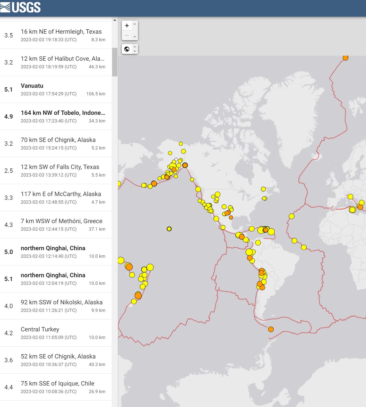 美国地震数据集