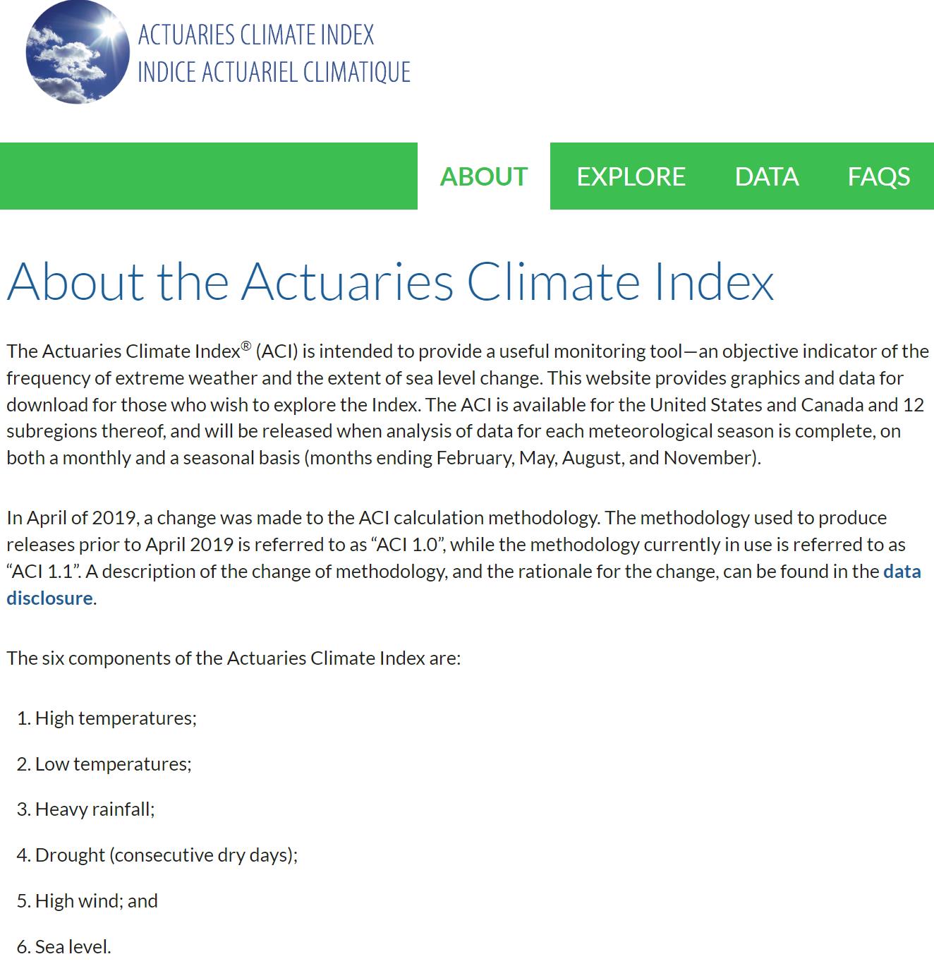 ActuariesClimateIndex气候指数