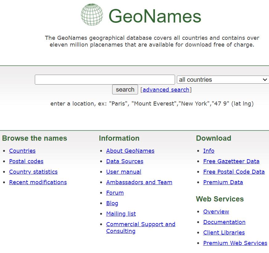 全世界包含地名的1100万地理数据