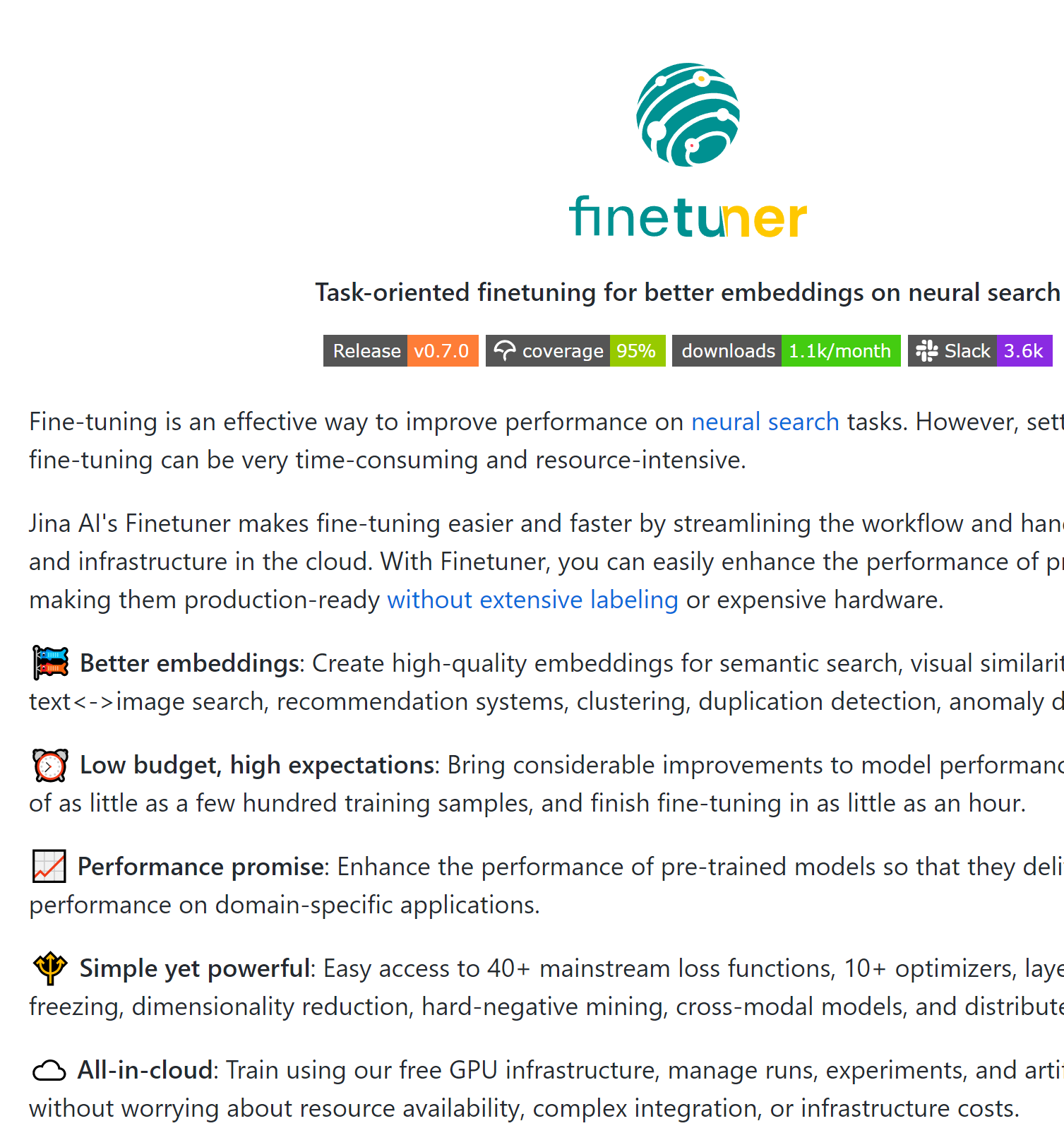 finetuner 微调DNN嵌入神经搜索