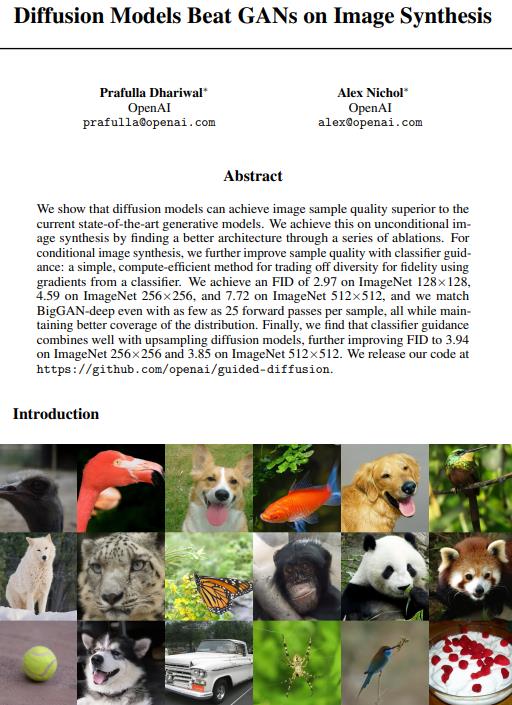 Guided Diffusion Models超越GAN