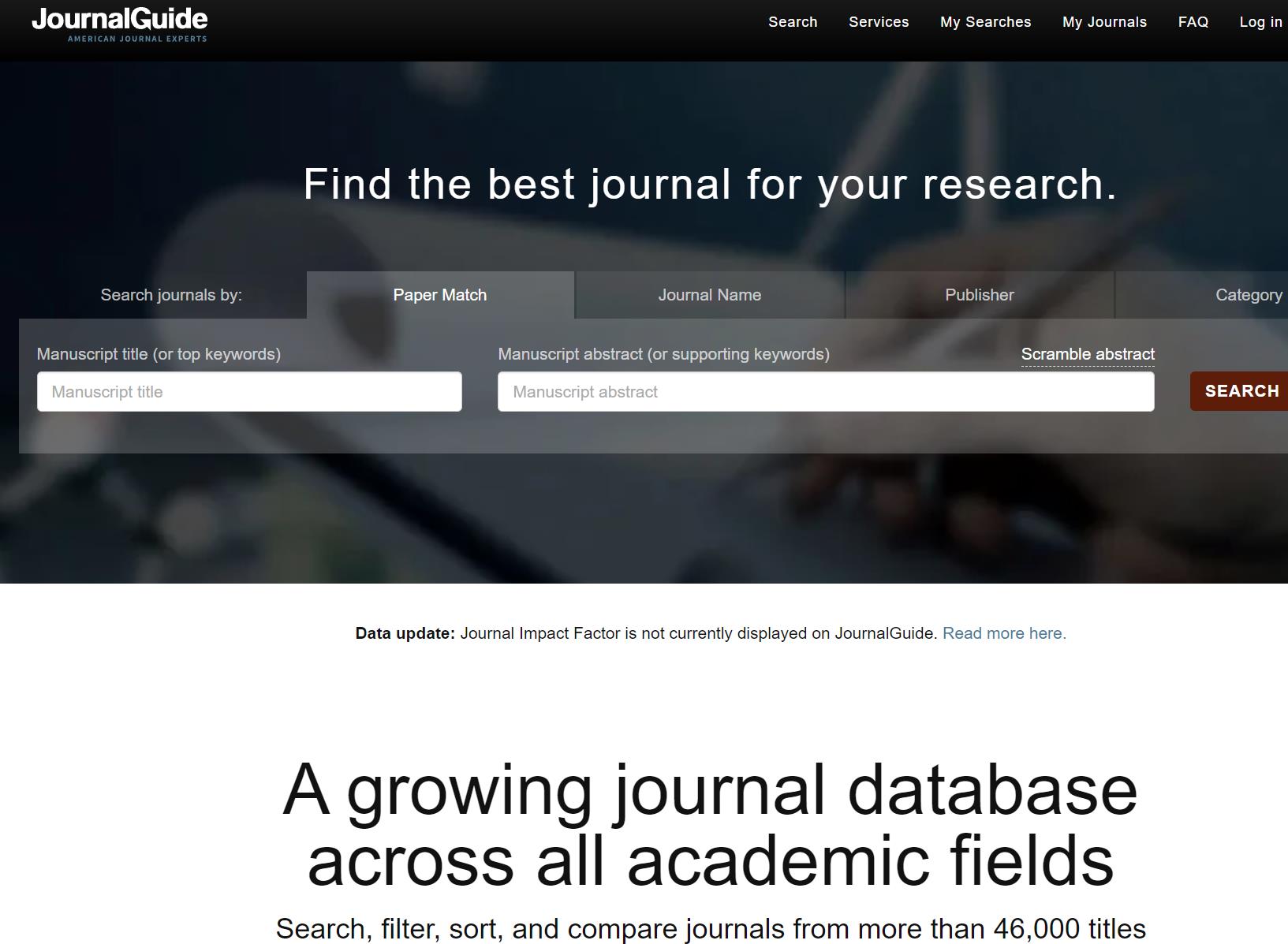 JournalGuide多指标过滤出期刊