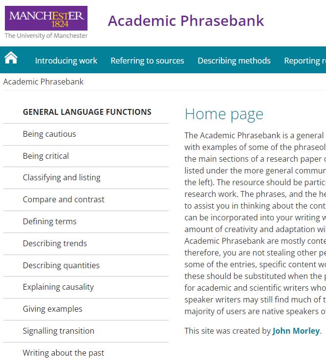 phrasebank 句子和表达以及替代