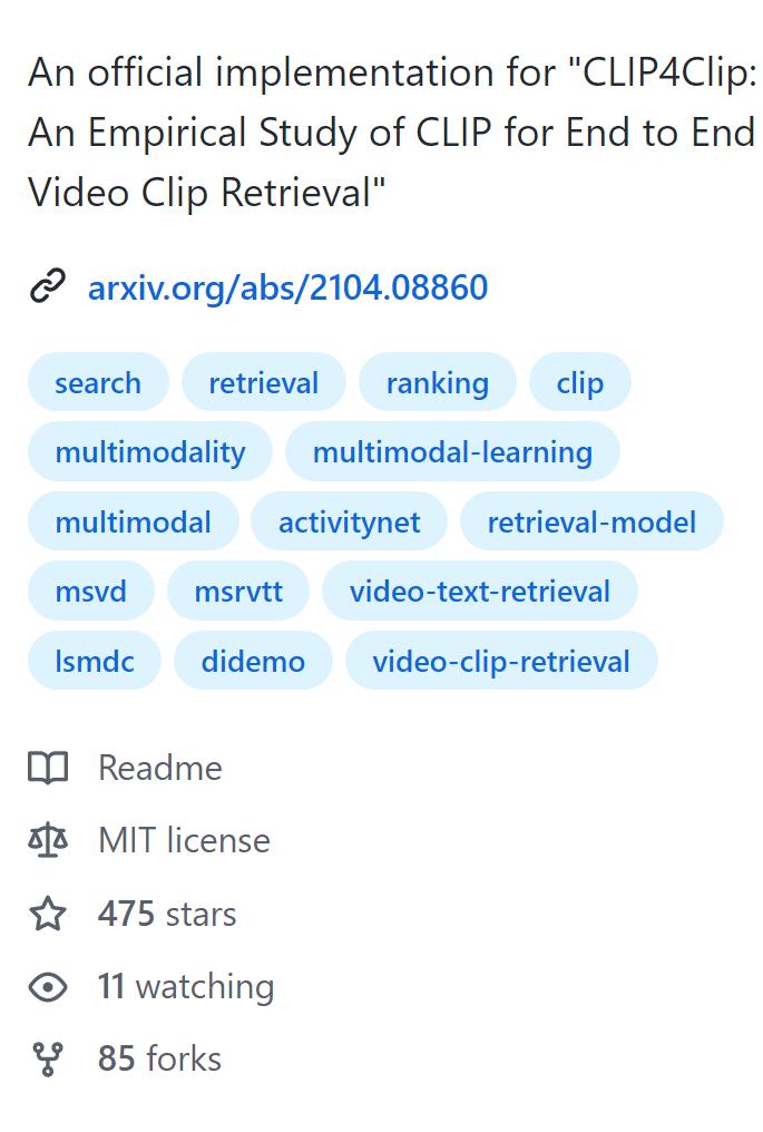 CLIP4Clip Github