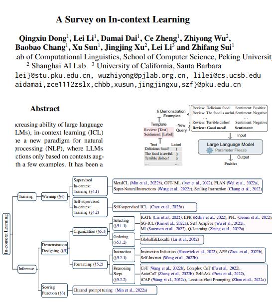 Survey on In-context Learning