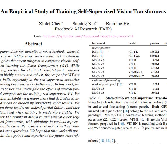 MoCov3	更稳定的自监督训练ViT