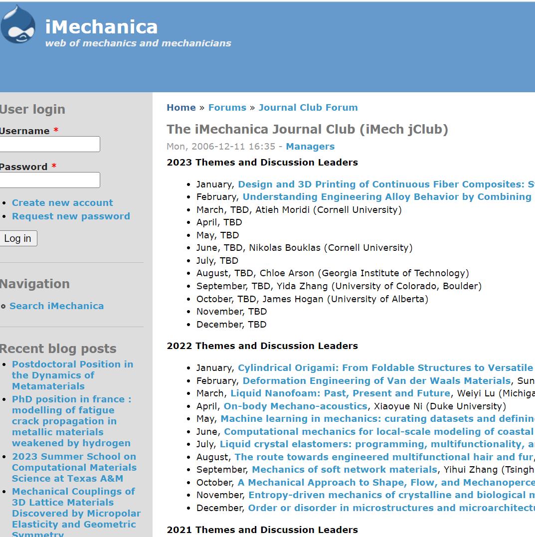 imechanica 每周三材料学