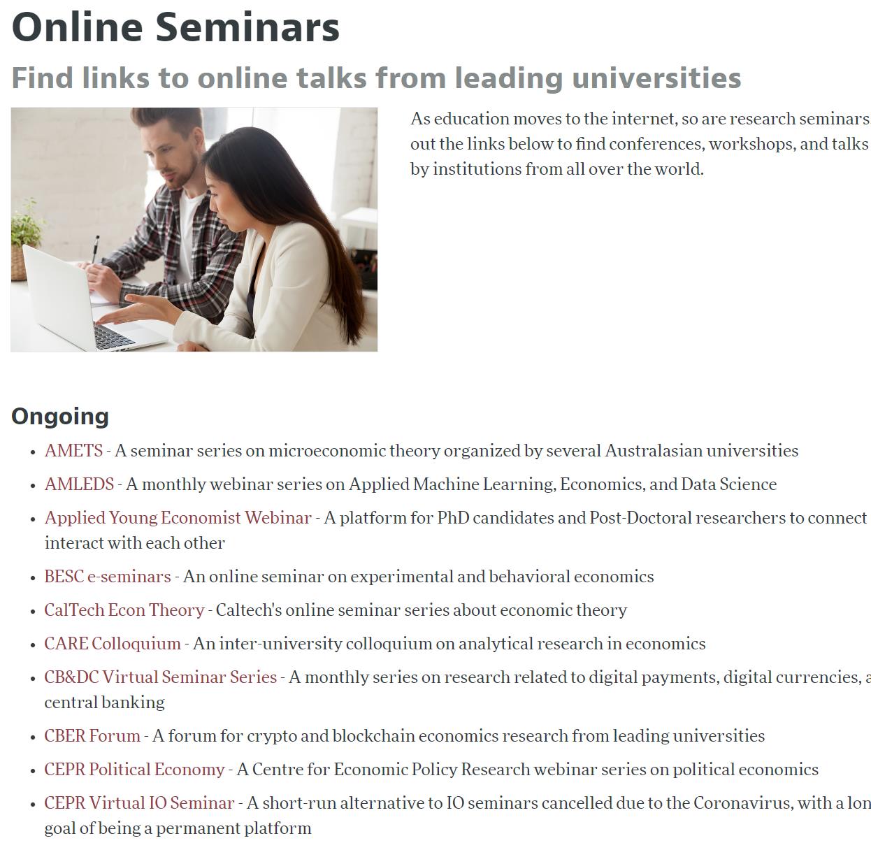 AEA 经济学的线上讲座