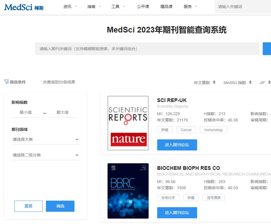 Medsci 期刊的查询和选择 论坛