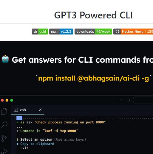 ai-cli 集成了ChatGPT的代码提示