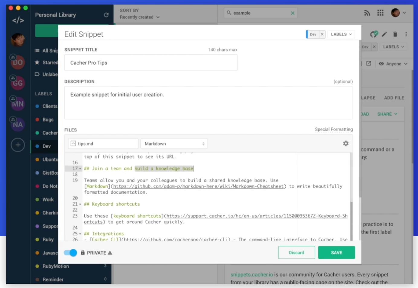 cacher-代码片管理