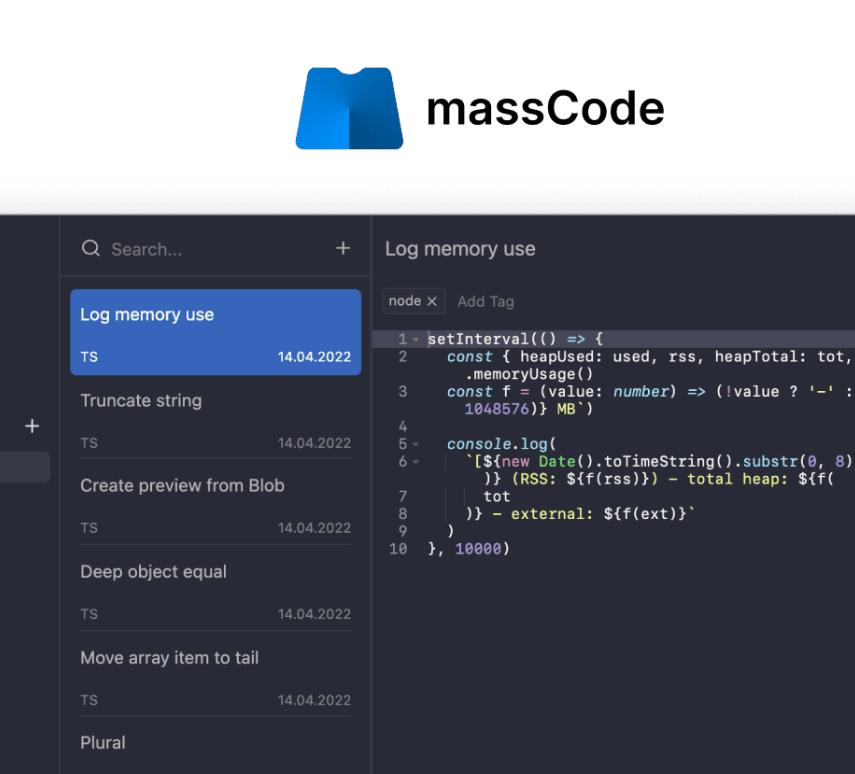 massCodeIO:免费开源代码片管理