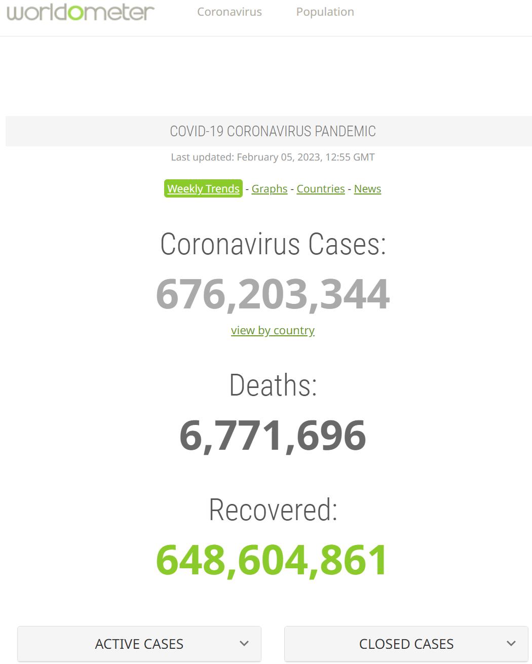 worldometers 世界实时数据网