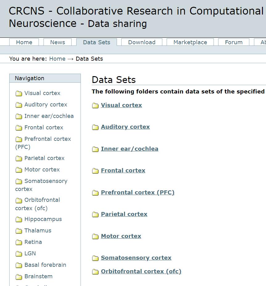 crcns 计算神经科学数据分享